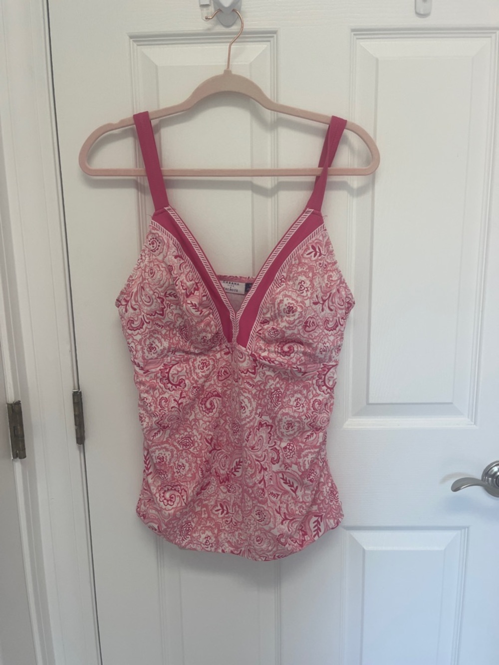 Talbots Pink Paisley-Print Swim Tankini Top